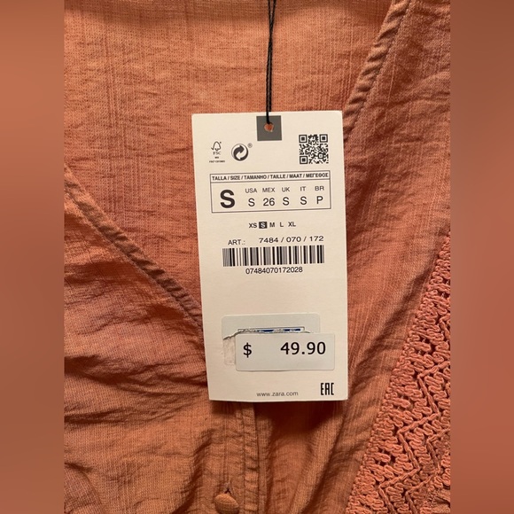 NWT Zara Marsala Lace Guipure Mini Dress in Rust Pink sz S - Picture 3 of 5